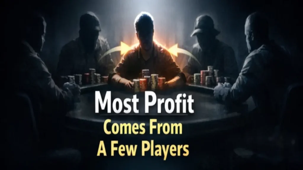 Poker table showing most profit comes from a small group of players