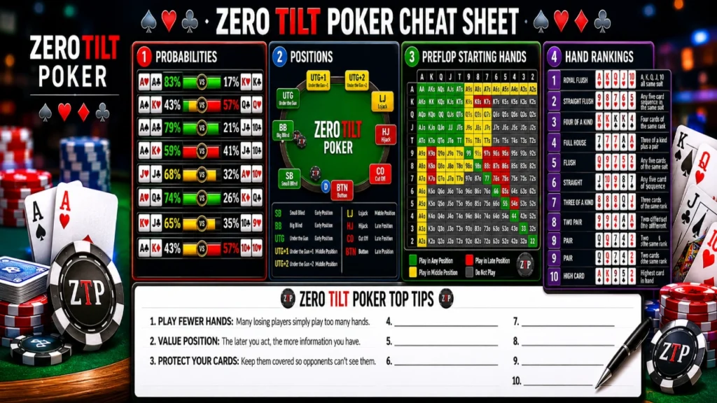 Zero Tilt Poker Cheat Sheet Banner