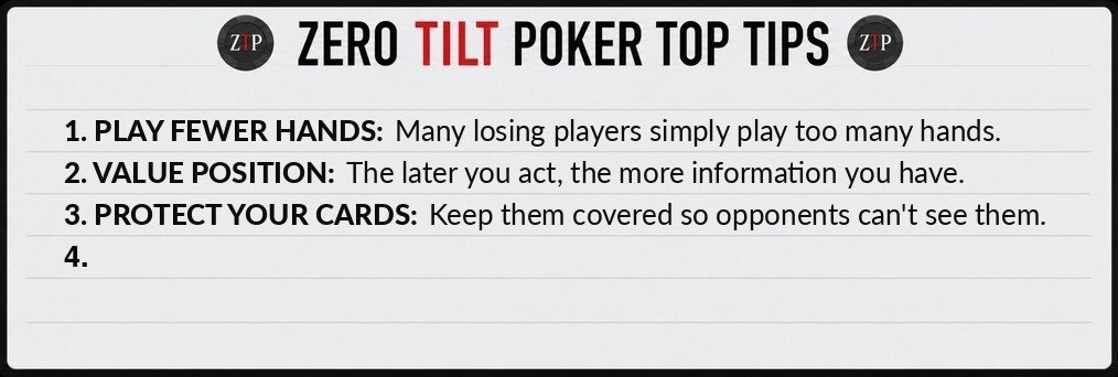 zero tilt poker top tips cheat sheet